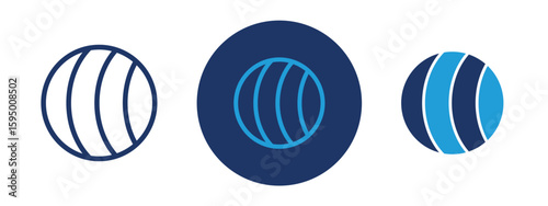 set of pixel perfect colored Fitness ball icon , 1 Silhouette, 1 Unexpanded, Gym ball icon used for fitness and balance training exercises.