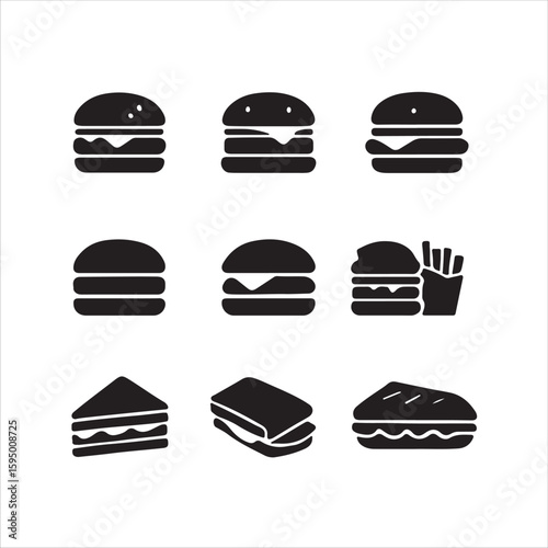 Fast food icon set