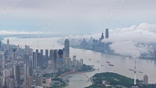 Wuhan city landmark skyline scenery