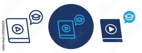 set of pixel perfect colored Interactive learning icon , 1 Silhouette, 1 Unexpanded, Screen and book icon symbolizing engaging digital education.