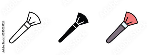 set of pixel perfect colored Makeup Brush icon , 1 Silhouette, 1 Unexpanded, Cosmetic brush for applying powder or blush.