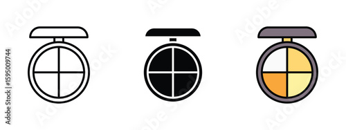 set of pixel perfect colored Makeup Highlighter icon , 1 Silhouette, 1 Unexpanded, Highlighter palette with shimmer.
