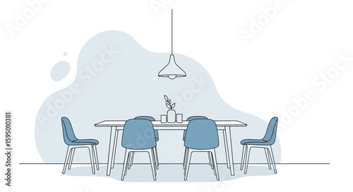 modern dining room with table and chairs for interior design