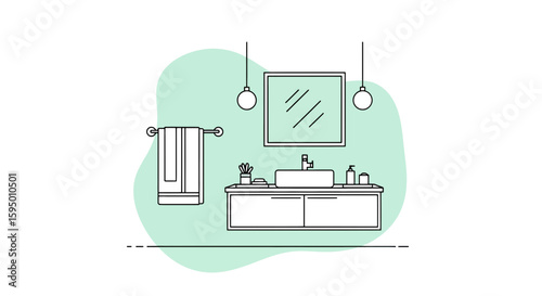 Modern bathroom with sink mirror and lighting fixtures