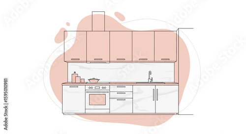 modern kitchen with cabinets stove and sink for interior design