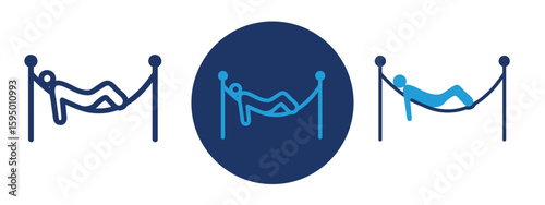 set of pixel perfect colored Relax icon , 1 Silhouette, 1 Unexpanded, Person in a reclined position representing relaxation or wellness.