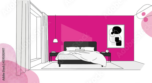 Modern bedroom with accent wall and minimalist decor