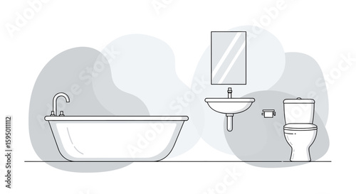 Minimalist bathroom with bathtub sink and toilet