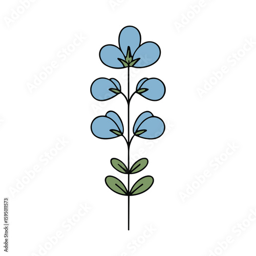 Minimal blue floral stem modern design