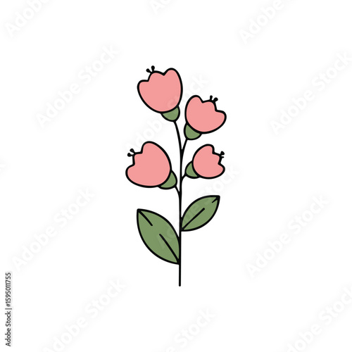 Cute Minimal Pink Flower Design Artwork