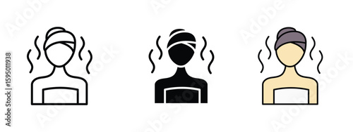 set of pixel perfect colored Spa treatment icon , 1 Silhouette, 1 Unexpanded, Spa bed and oil icon representing massage or skin therapy.