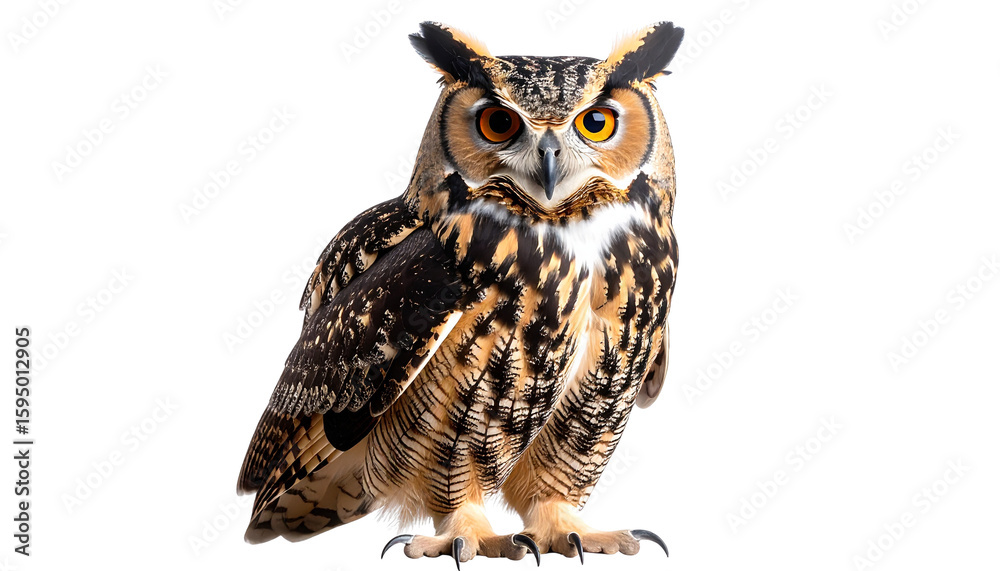 Fototapeta premium owl isolated on transparent background. High-resolution bird illustration for educational materials, wildlife design, or spooky Halloween themes