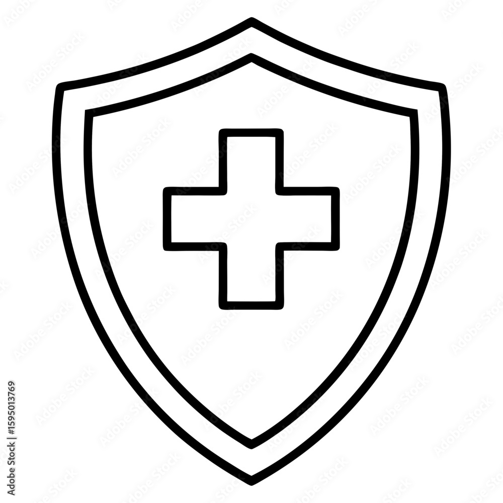 Fototapeta premium Medical shield line art vector illustration