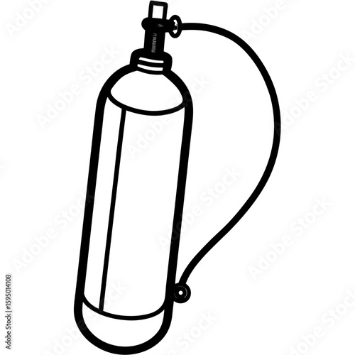 Oxygen tank line art vector illustration 