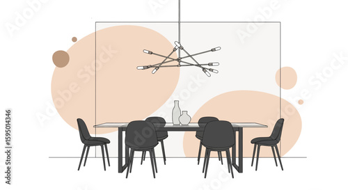 Modern dining room with chairs and pendant light