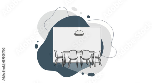 modern dining room with chairs and table inside background