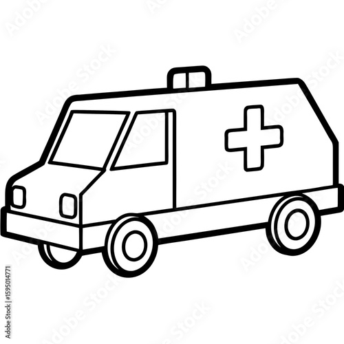 Ambulance line art vector illustration 
