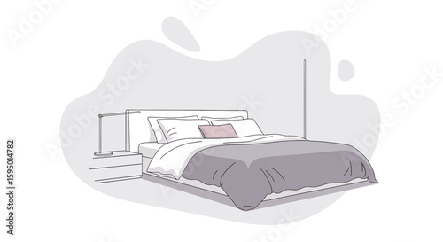 Bedroom with bed and bedside table for interior decor