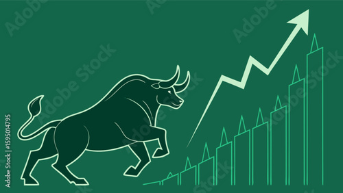 Bull market stock market investment financial growth chart business finance bullish trend upward arrow stock