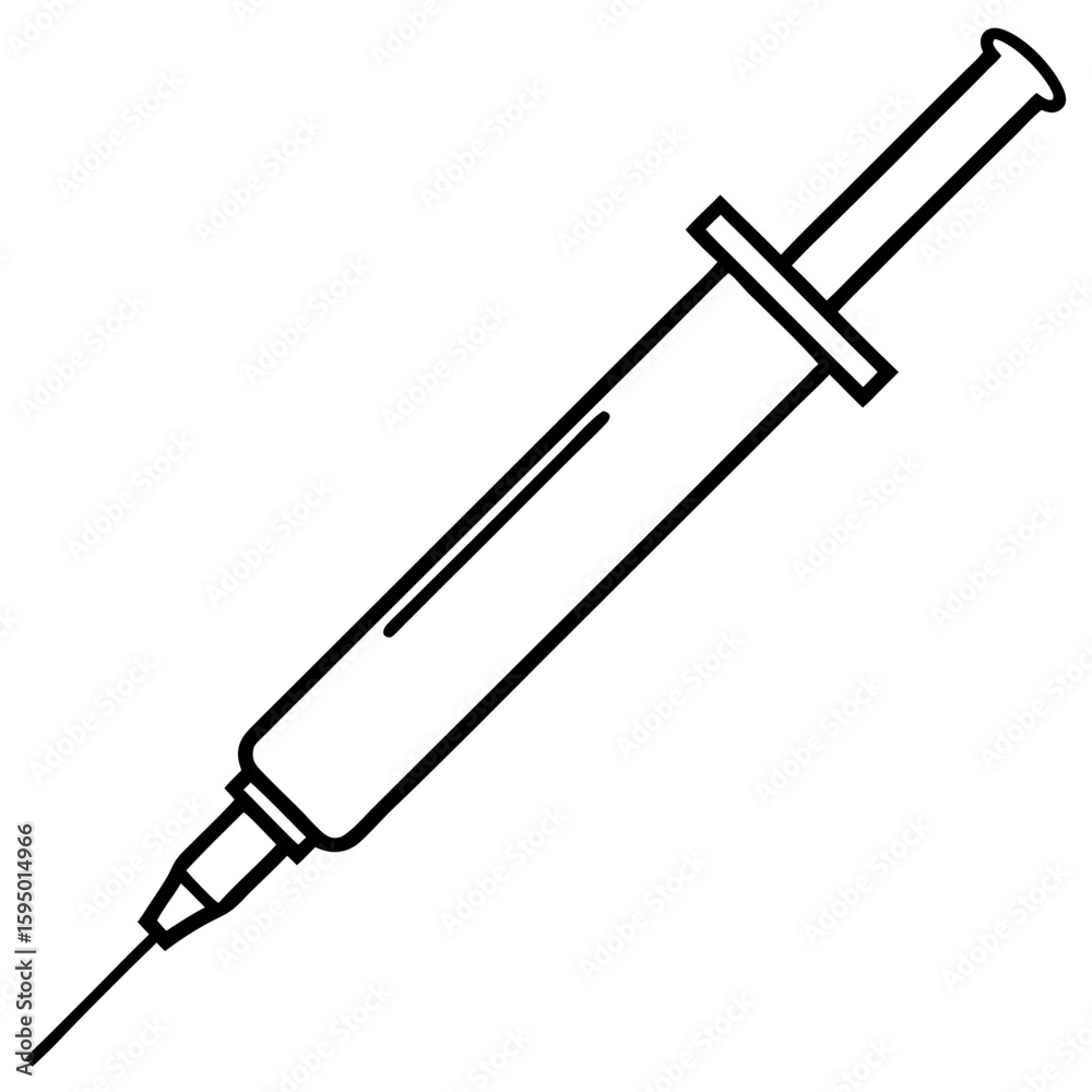 Fototapeta premium Syringe line art vector illustration 