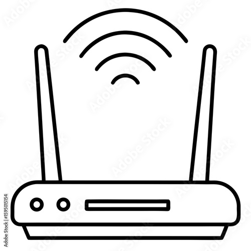 wi-fi router line art vector illustration 