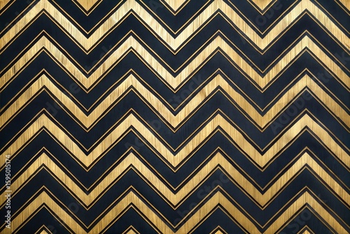 Gold Black Chevron Pattern Luxury Art Deco Geometric Background