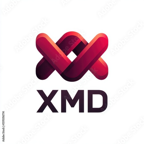 Stylish red logo design featuring intertwined shapes and bold typography for modern branding concept