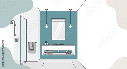 Modern bathroom with wall-mounted sink and lighting fixtures