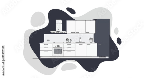 Modern kitchen with cabinets appliances and decor