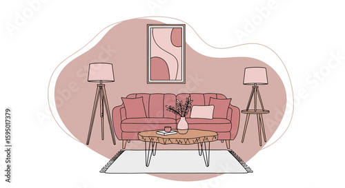 Living room with sofa and ambient lighting for home decor