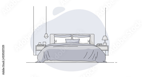 Stylish bedroom with bed and bedside tables