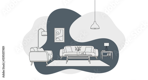 Modern living room with sofa armchair and side table