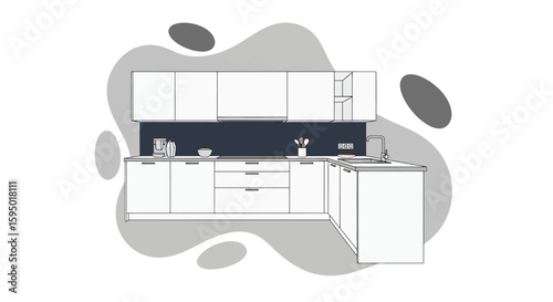 Modern kitchen with cabinets and appliances in neutral colors