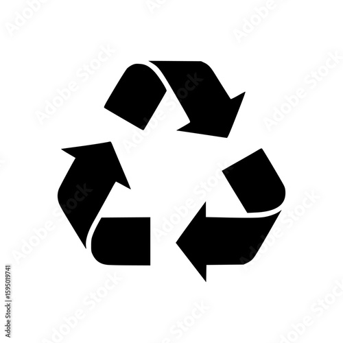 Recycle Icon: A minimalist and iconic illustration of the universally recognized recycling symbol, representing environmental conservation and the importance of waste management.
