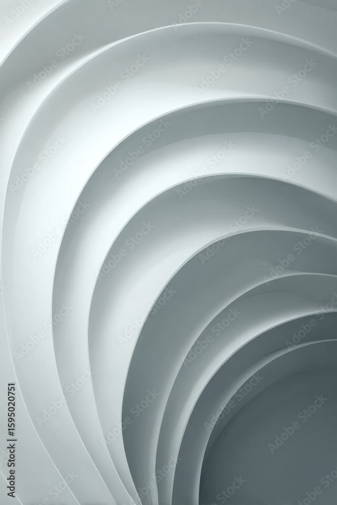 Obraz premium Stacked translucent oval layers in pearl white and slate grey with delicate inner shadows and backlit transparency effect, ideal for luxury app interfaces and digital art backgrounds.