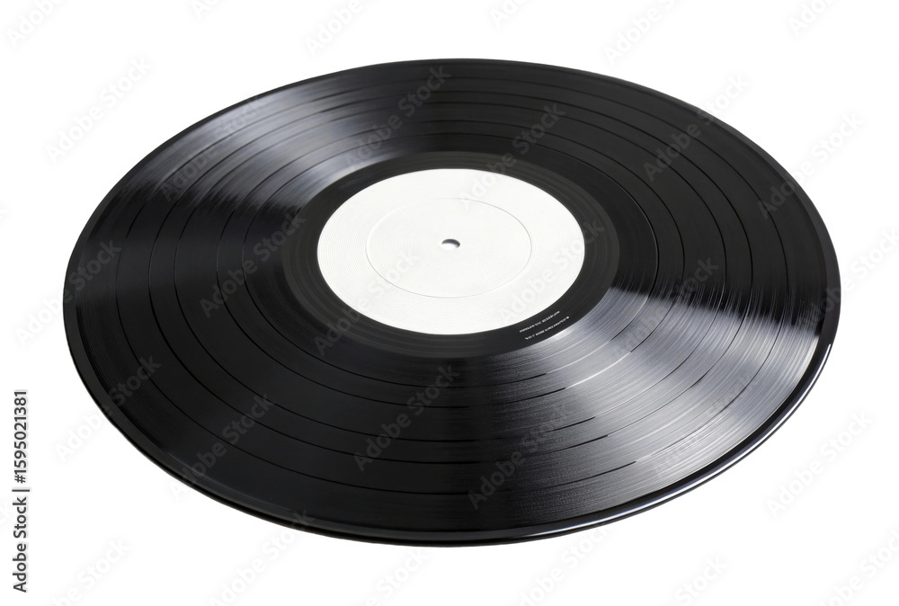 Obraz premium Classic vinyl record with blank label spinning on turntable
