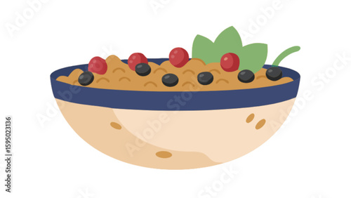 Delicious breakfast bowl with oatmeal and berries healthy food vector illustration for breakfast recipe 100