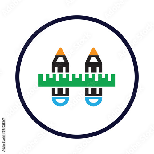 Ruler, pencil, pen, ruler and pencil icon