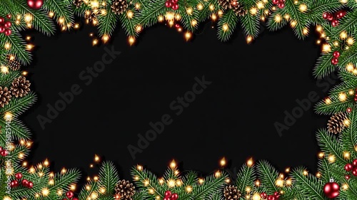 Festive Evergreen Border with Natural Ornaments