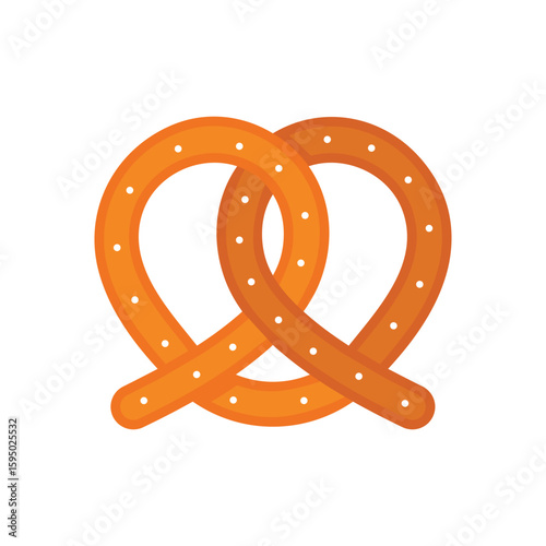 Delicious pretzel flat vector illustration on a white background