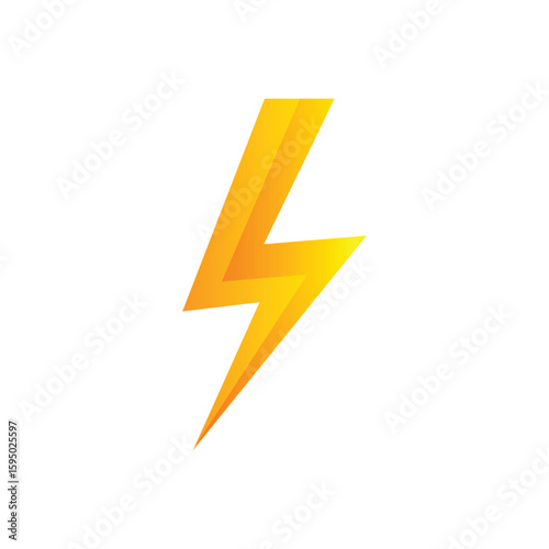 Lightning, electricity, power, and energy symbol flat vector design on white background