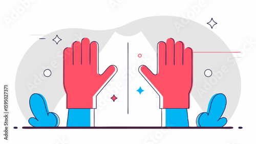 Illustration of hands wearing colorful gloves in a vibrant vector design
