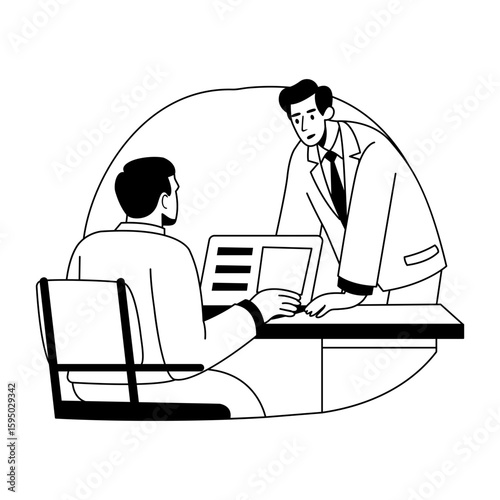 A glyph style illustration of a data analyst 
