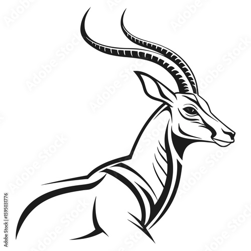 Closeup profile of a graceful gazelles head and neck