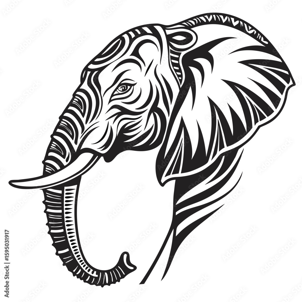 Obraz premium Stylized elephant head with tribal patterns