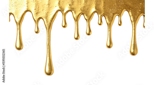Golden liquid drips creating a lustrous metallic texture