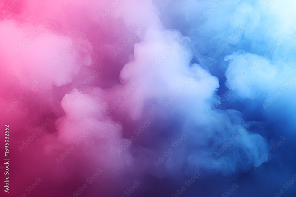 Naklejka premium Abstract pink and blue smoke clouds swirl, creating a vibrant, ethereal texture.