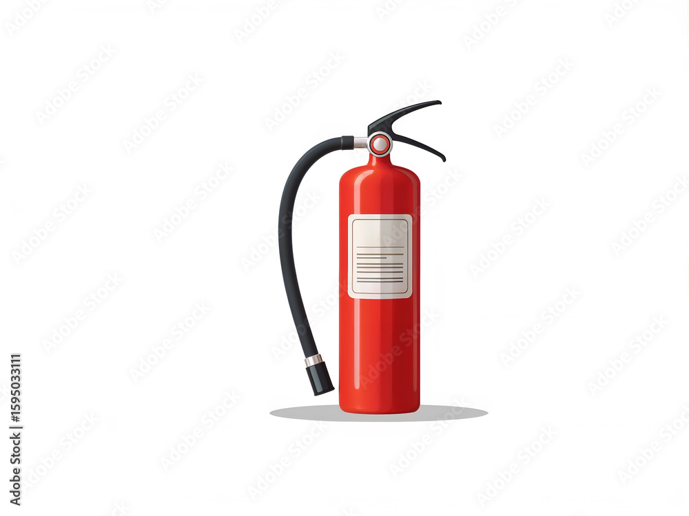 Obraz premium A modern fire extinguisher with hose, designed in a clean and simple flat vector style, suitable for emergency icons. Generative AI