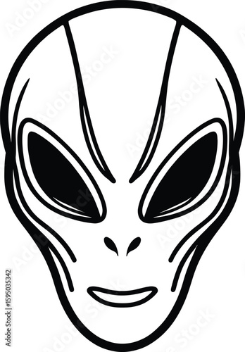Minimalist Alien Face Icon Line Art Style For Sci Fi Illustrations Extraterrestrial Designs And Space Themed Projects This Simple Graphic Design Creates An Otherworldly Aesthetic
