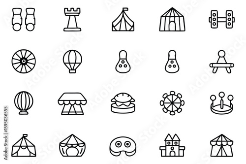 Travel icons set: black vector silhouette illustrations for holiday and love